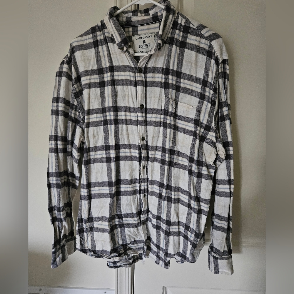 Cactus Man Authentic Work Plaid Button-Up Flannel Mens Large